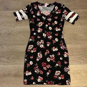 Black floral dress for petite to kids
